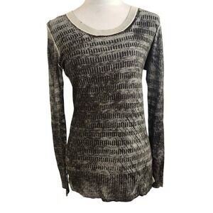 Kokun Womens Medium M Top Gray Bamboo Cashmere Textured Knit Grunge Minimalist